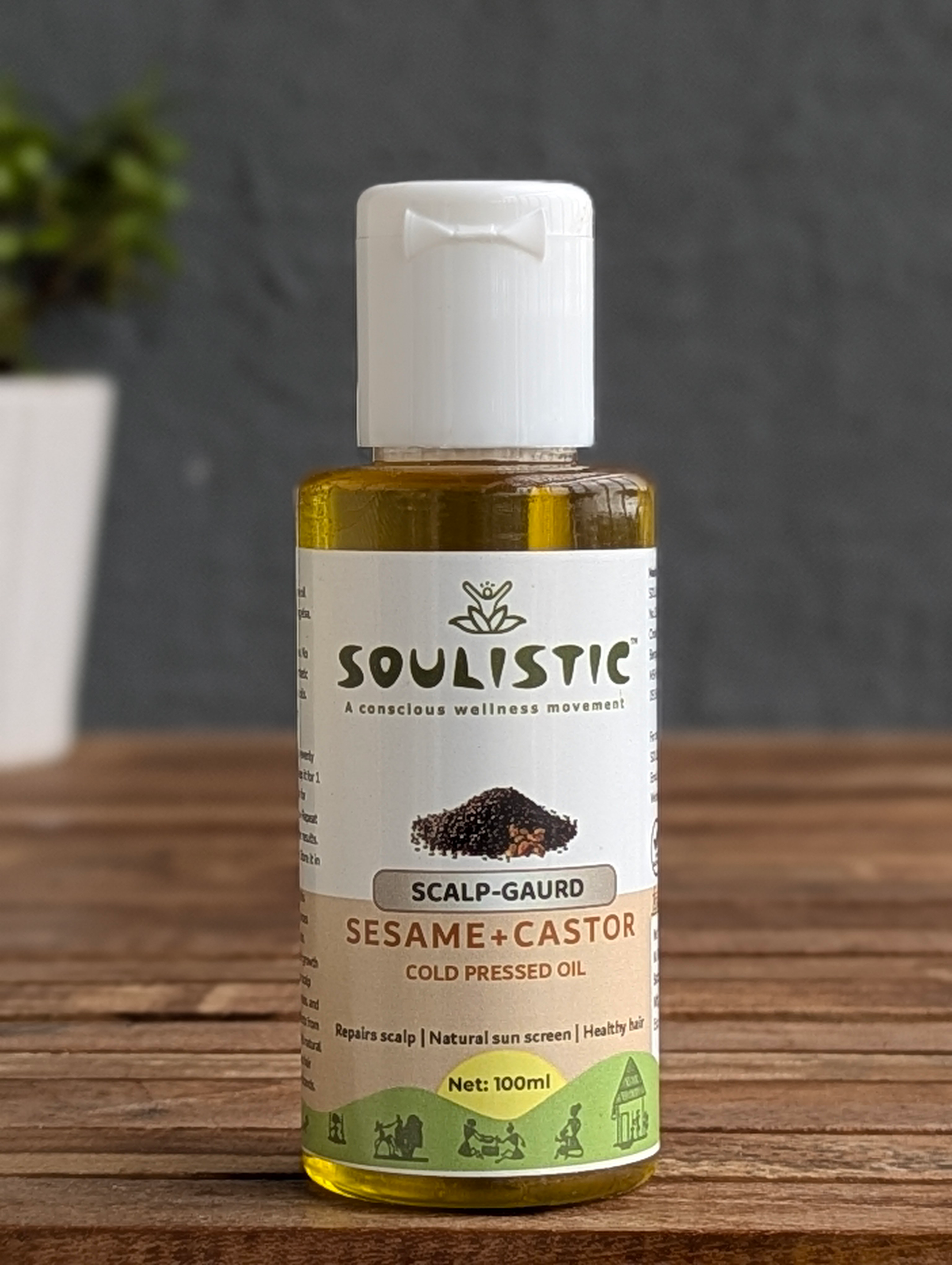 Soulistic ScalpGaurd Hair Oil | Cold Pressed Sesame + Castor Oil